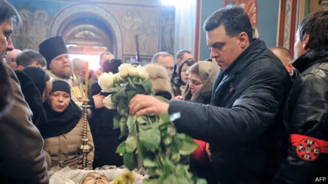 Олег Тягнибок на похоронах