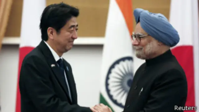 日本首相安倍和印度总理辛格