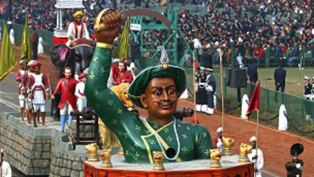 بھارت میں یومِ جمہوریہ کی پریڈ میں ٹیپو سلطان کا مجسمہ