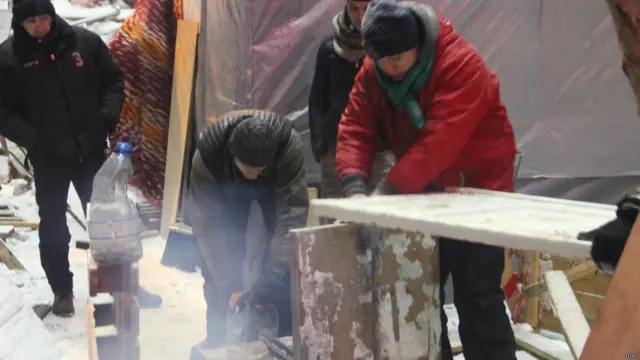 Евромайдан, ночь, морозы