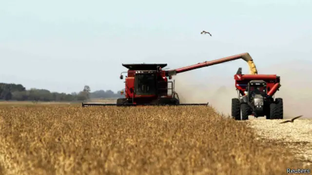 Cosecha de soja en Argentina
