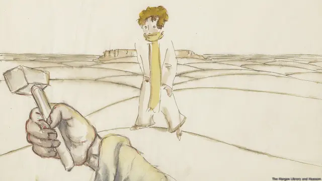 The Prince and the Pilot. El Principito. Antoine de Saint-Exupéry. Dibujo preliminar. Nueva York, 1942. Foto cortesía de The Morgan Library and Museum, en Nueva York. Imagen por Graham S. Haber, 2013