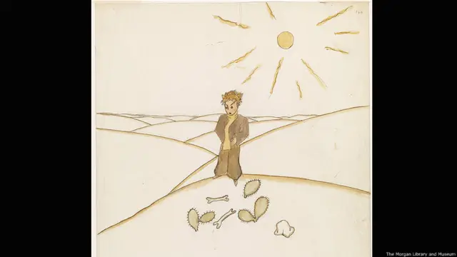 And the Seventh Place was Earth. El Principito, Antoine de Saint-Exupéry. Dibujo preliminar, Nueva York, 1942. Foto cortesía de The Morgan Library and Museum, en Nueva York. Imagen por Graham S. Haber, 2013