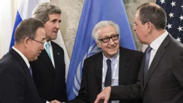 په دغه ليدنه کې وروسته د ملګرو ملتو سرمنشي بانکي مون او د سوريې لپاره د ملګرو ملتو او عرب ليګ ځانګړي استازي لخضر براهيمي هم ګډون وکړ.