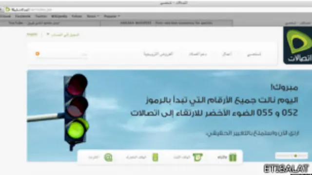 صورة لموقع اتصالات بنطاق "شبكة"