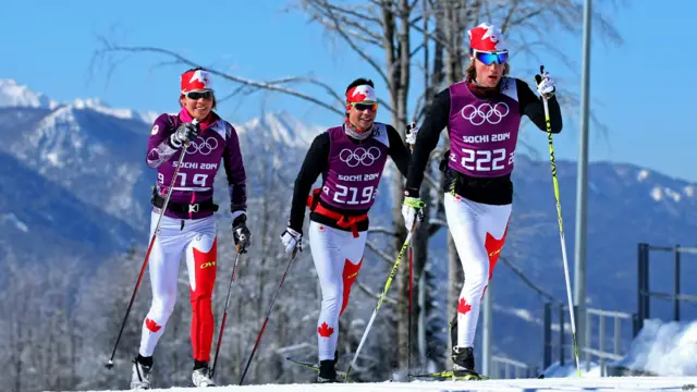 أعضاء في فريق كندا الاوليمبي يتدربان قبل بدء فعاليات البطولة. 