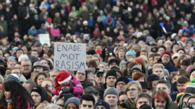 Protesta anti racista en Estocolmo