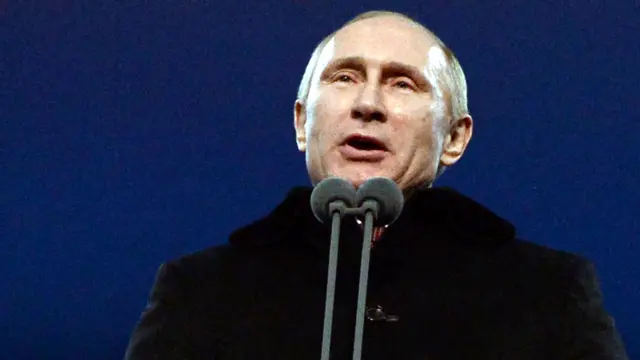 الرئيس الروسي فلاديمير بوتين يعلن افتتاح الدورة الأولمبية. (صورة أ.ف.ب.)