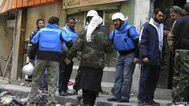 Personal de la ONU en Homs