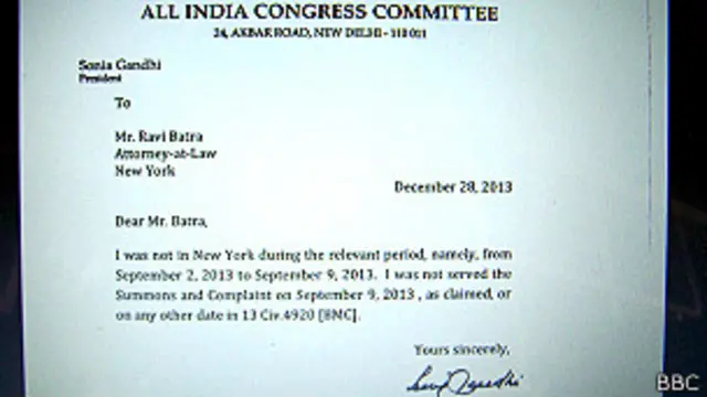 जज को लिखा गया सोनिया गांधी का पत्र.