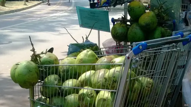 Coco sendo vendido em São Paulo