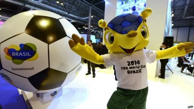 Fuleco, o mascote da Copa. Foto: AFP