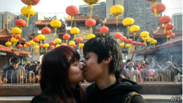 Pareja en Hong Kong