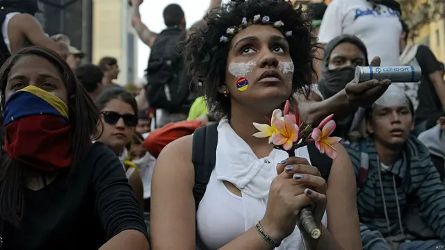 Manifestantes en Caracas