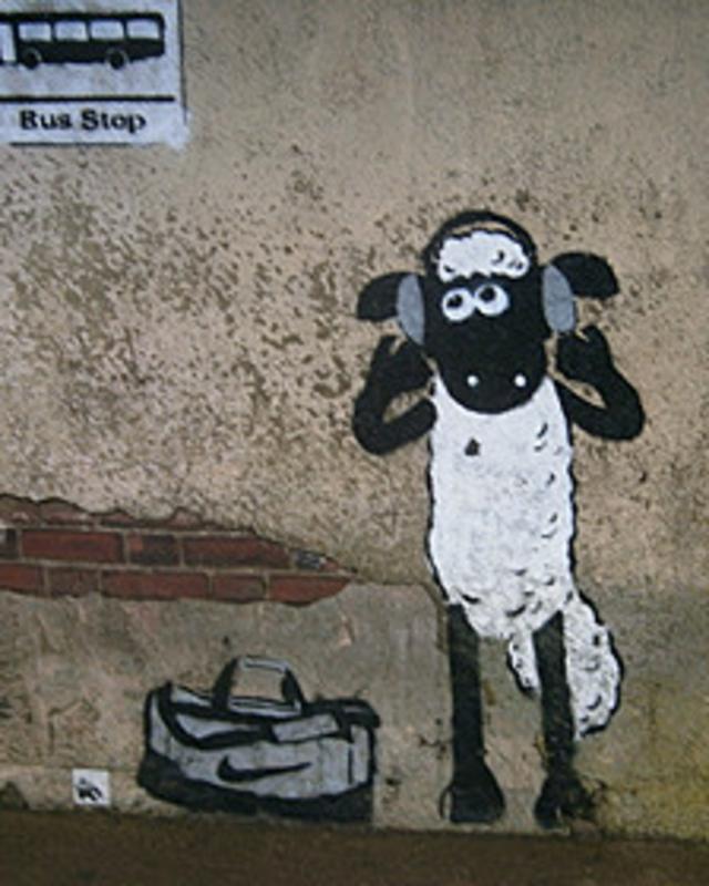 Graffiti de la oveja Shaun