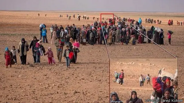 Grupo de refugiados deixa a Síria (UNCHR/Jared Kohler) 