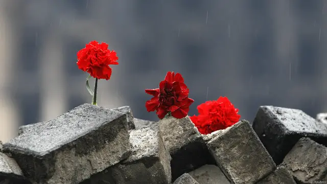 Flores en barricadas en Ucrania