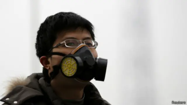 北京街頭戴口罩的行人(2014年2月22日)