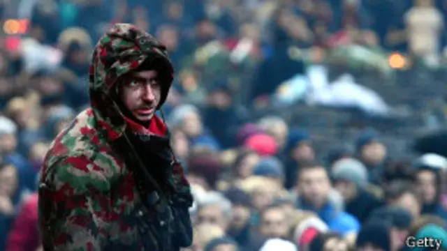 Manifestantes en Ucrania