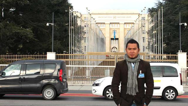 Anh Bùi Tuấn Lâm tại trụ sở Liên Hiệp Quốc ở Geneva
