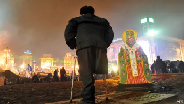 Протестующий на Майдане в Киеве