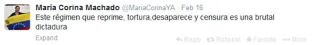 Tuit de María Corina Machado