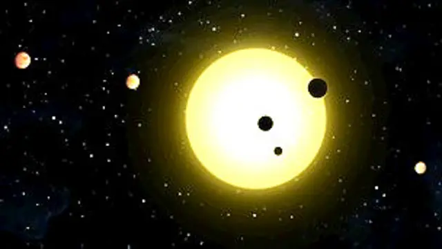 Ilustración de la NASA que muestra múltiples planetas orbitando estrellas fuera del Sistema Solar