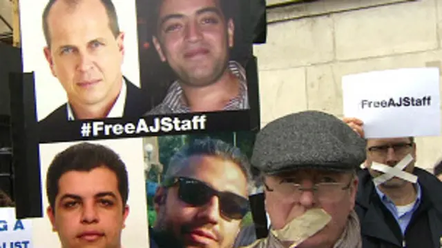 Protesta por detención de periodistas