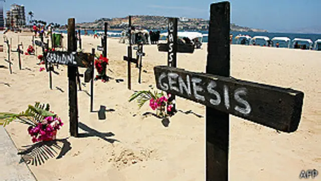 Cruces en la playa