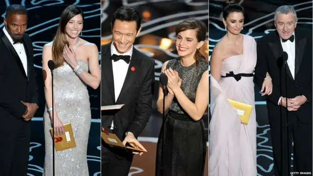 傑米•福克斯，傑西卡•貝爾，喬瑟夫•高登•李維，艾瑪•沃特森，佩內洛普•克魯茲和羅伯特•德尼羅等各路明星都上台參加頒獎。