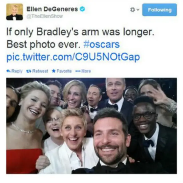 Foto 'selfie' ini sempat menganggu layanan Twitter