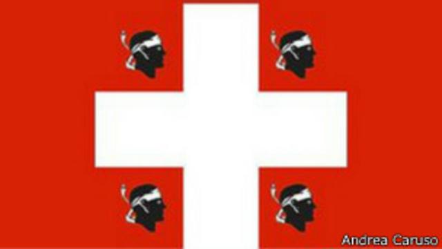 Bandera inventada de una posible Cerdeña perteneciente a Suiza. 