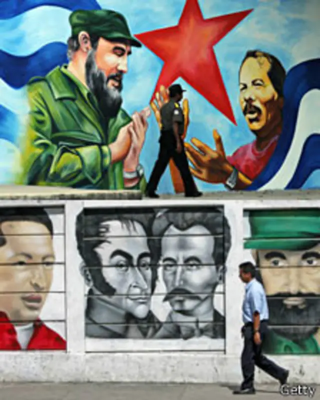 Murales de Fidel Castro en Nicaragua y Venezuela