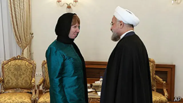 Catherine Ashton y Hassan Rohani