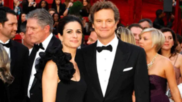 演员克林•菲尔斯的妻子身着旧布头制成的礼服出席奥斯卡