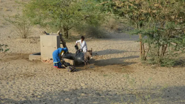 صحرا تھر کے لوگوں کی نظریں پانی کے لیے آسمان یا پاتال پر ہوتی ہیں۔ کنویں سے پانی نکالنے سے لےکر گھر پہنچانے تک کی ذمے داری خواتین پر ہوتی ہے۔