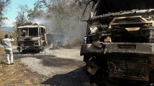 छत्तीसगढ़ में माओवादियों के हमले की बाद का दृश्य