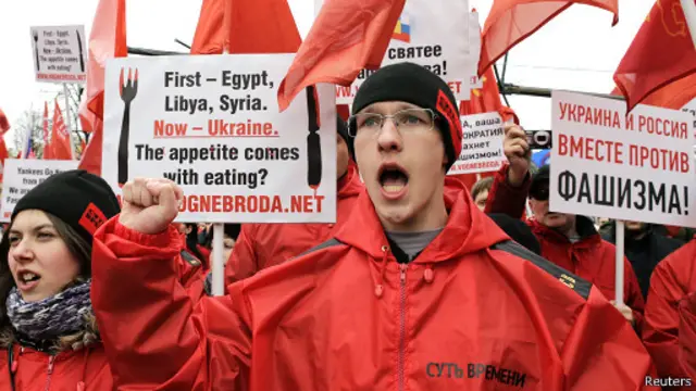 ماسکو میں ہی روس کے حق میں بھی ایک چھوٹا سا مظاہرہ ہوا