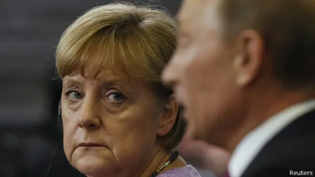 Angela Merkel y Vladimir Putin