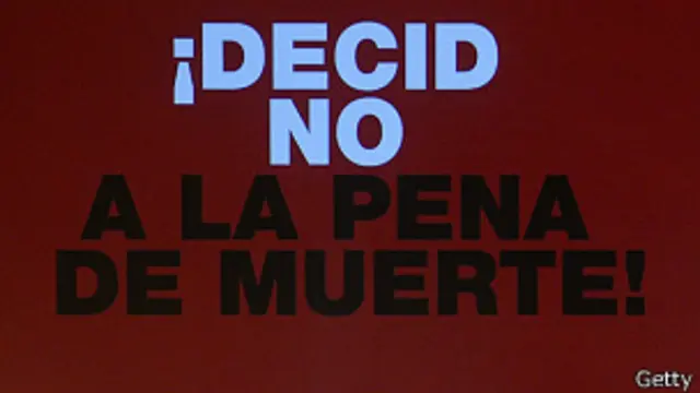 Cartel en el 5º Congreso Mundial contra la Pena Capital