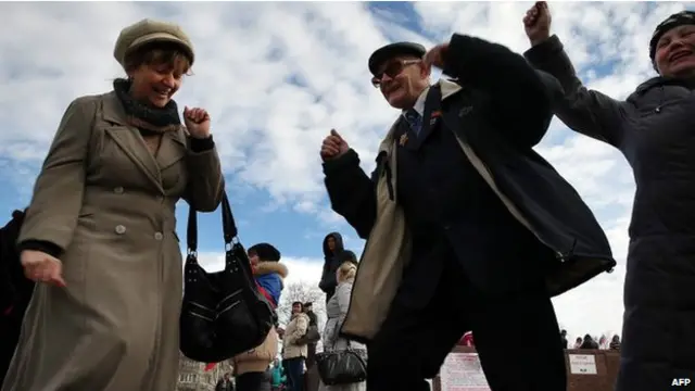 celebrando en Crimea