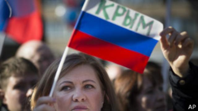 Флаг на демонстрации в Крыму