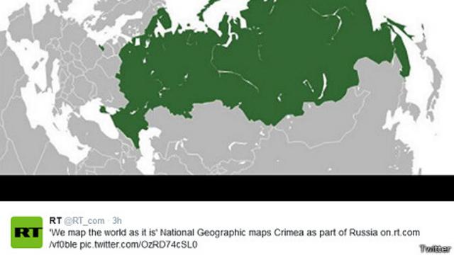 Mapa de Rusia reproducido por Russia Today