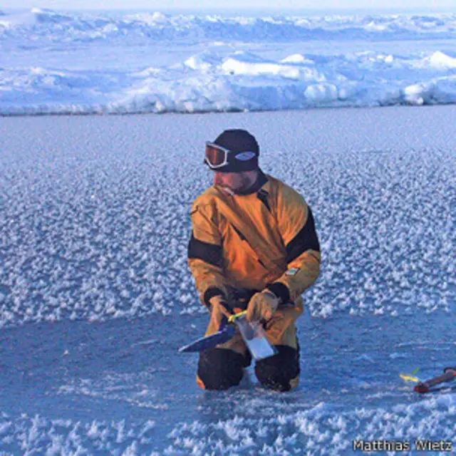 Jeffrey Bowman recogiendo flores de hielo / Foto: Matthias Wietz