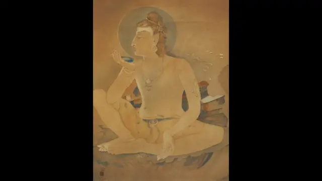 نندلال بوس کی اس پینٹگ میں بربادی کےدیوتا شیو زہر پی رہے ہیں۔ 