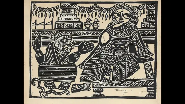 اس نمائش میں 80 فنکاروں کی 300 پینٹنگز کی نمائش جاری ہے۔چٹا پرساد بھٹاچاریا کی اس پینٹنگ میں رامائن دکھائی جا رہی ہے۔ 