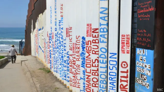 Muro fronterizo junto a Playas