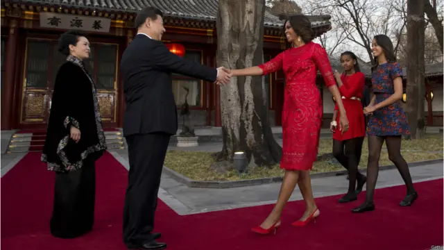 中國國家主席習近平也會晤了米歇爾一家