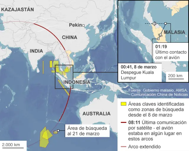 Mapa de la zona de búsqueda