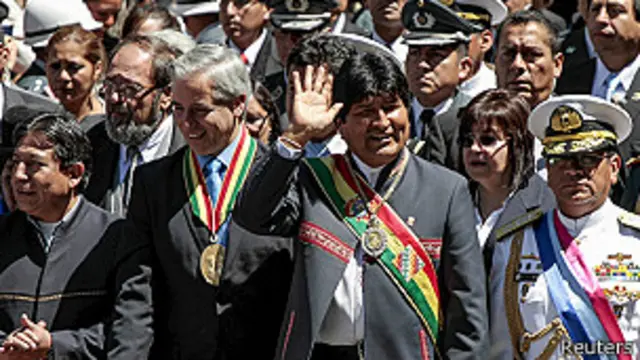David Choquehuanca, Álvaro García Linera, Evo Morales y Víctor Baldivieso